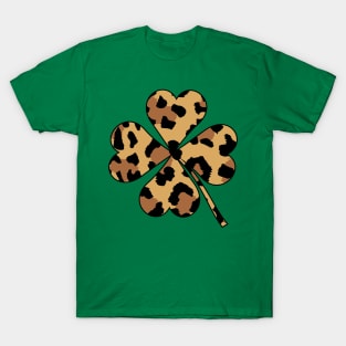 St Patricks Day Leopard, Leopard Shamrock ,Clover, Irish T-Shirt